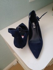 Dune Navy Suede Ankle Strap